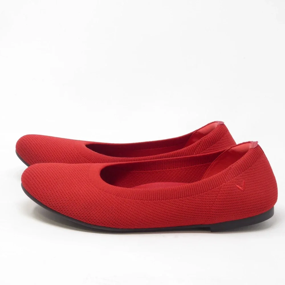 VIVAIA Womens Claire Walker Ballet Flats Red Knit Round Toe 40.5 / 9-9.5